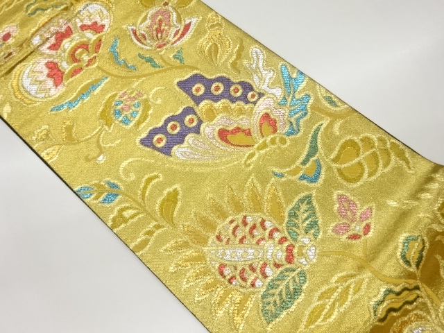 JAPANESE FUKURO OBI / PULP CLOTH / WOVEN FLOWER ARABESQUE